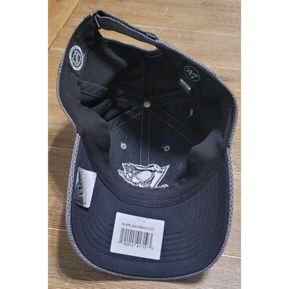 NEW 47 Brand Pittsburgh Penguins Mvp HAT Charcoal Adj Strap Cap NHL Hockey Gray - Picture 4 of 6